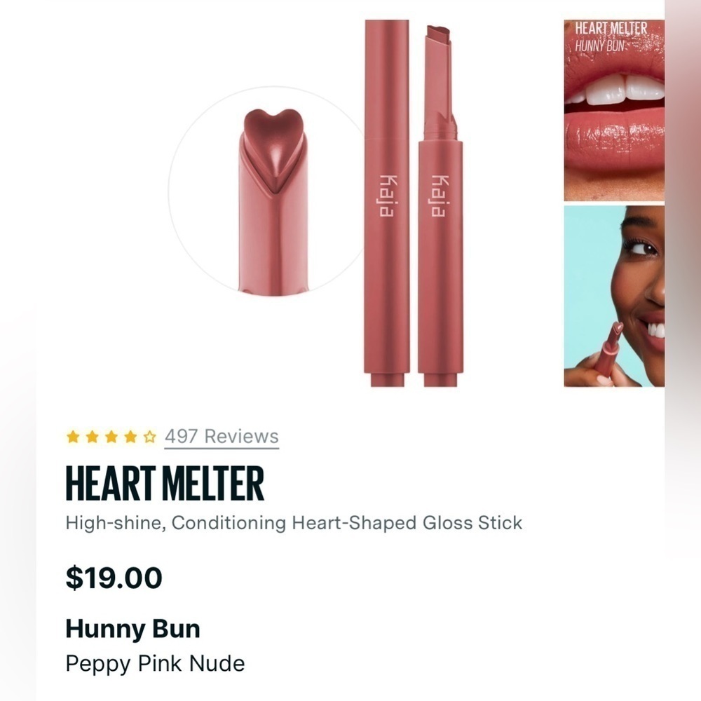 Kaja beauty heart melter lip gloss stick in hunny bun